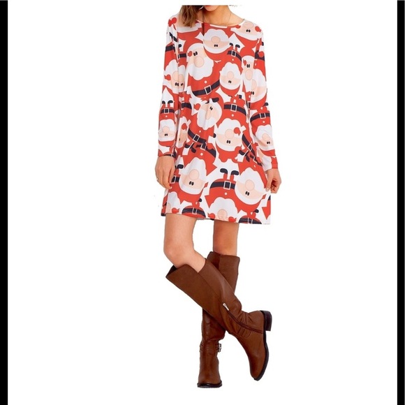 Cupshe Christmas Santa Claus Long Sleeve Dress S - Picture 2 of 8